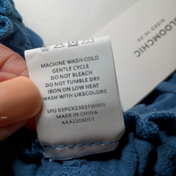 BloomChic Blue Wrap Split Wide-Leg Pants | Elastic Waist | Size 10 - Picture 7 of 9